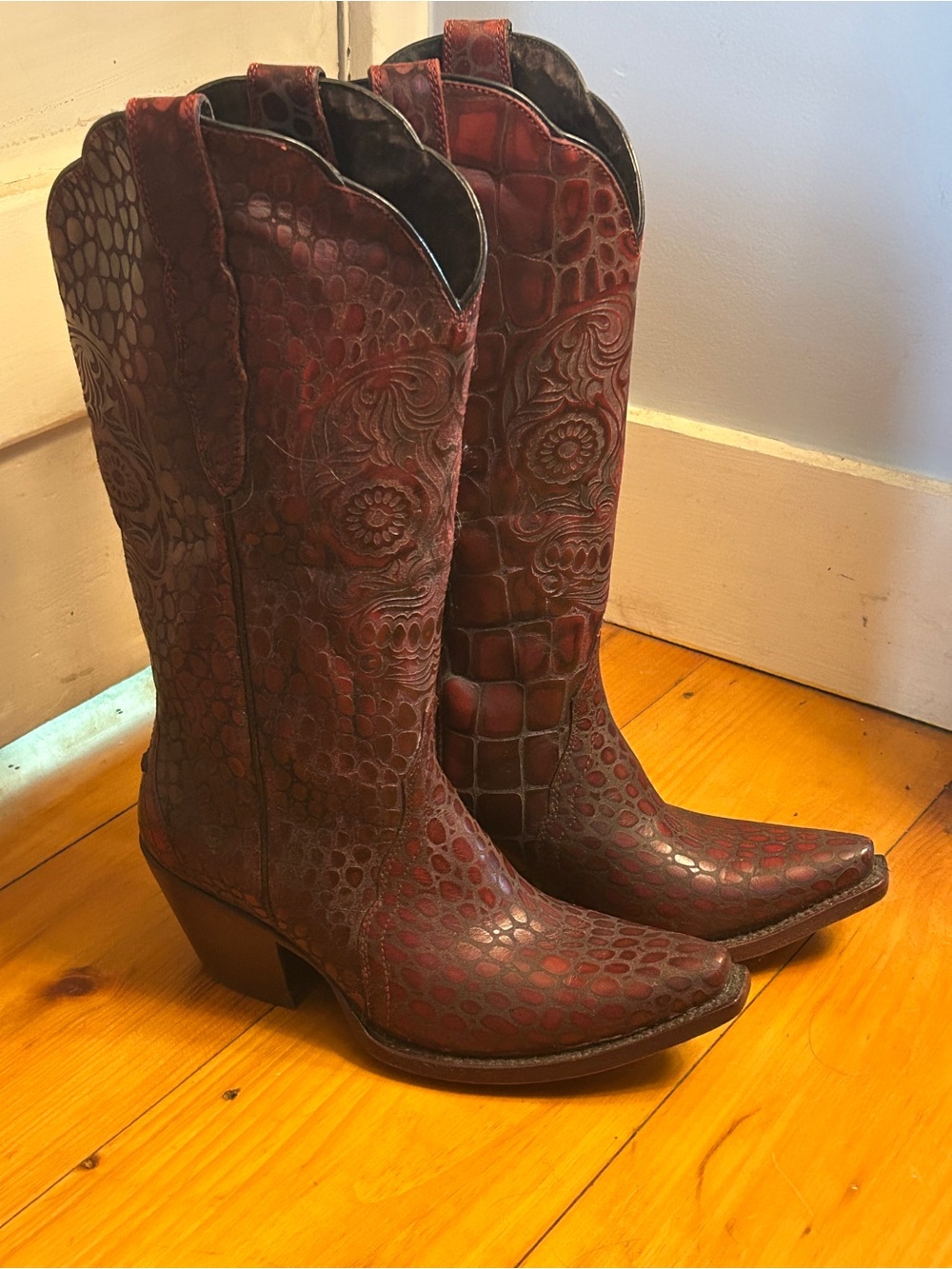 Ariat Burgundy Crocodile Tall Western Boots